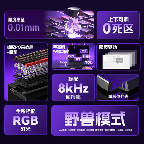 狼蛛WiN60/68HE磁轴机械键盘侧刻等高线电竞游戏FPS无畏契约有线 - 图1