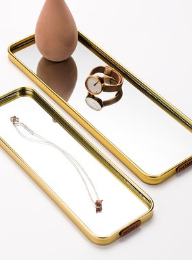 小西家北欧风轻奢金色镜面托y盘家居首饰盘收纳盘置物盘装饰摆件