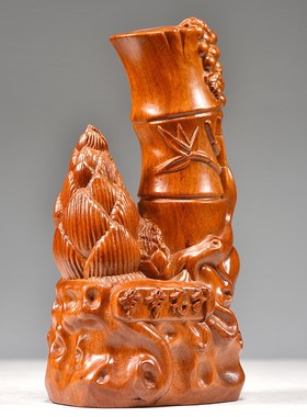 花梨木雕刻竹子摆件节节高升家居A客厅寓意装饰事业乔迁送礼工艺