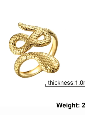 欧美饰品蛇形戒指男女ins小众设计圆头蛇鳞片穷形开口戒指