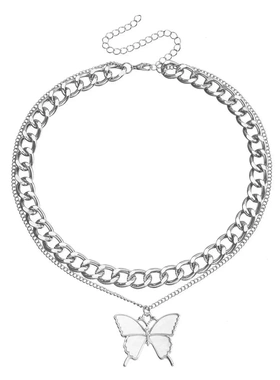 欧美饰品 双层时尚白色仿贝母项链女 气质金属义乌毛衣链