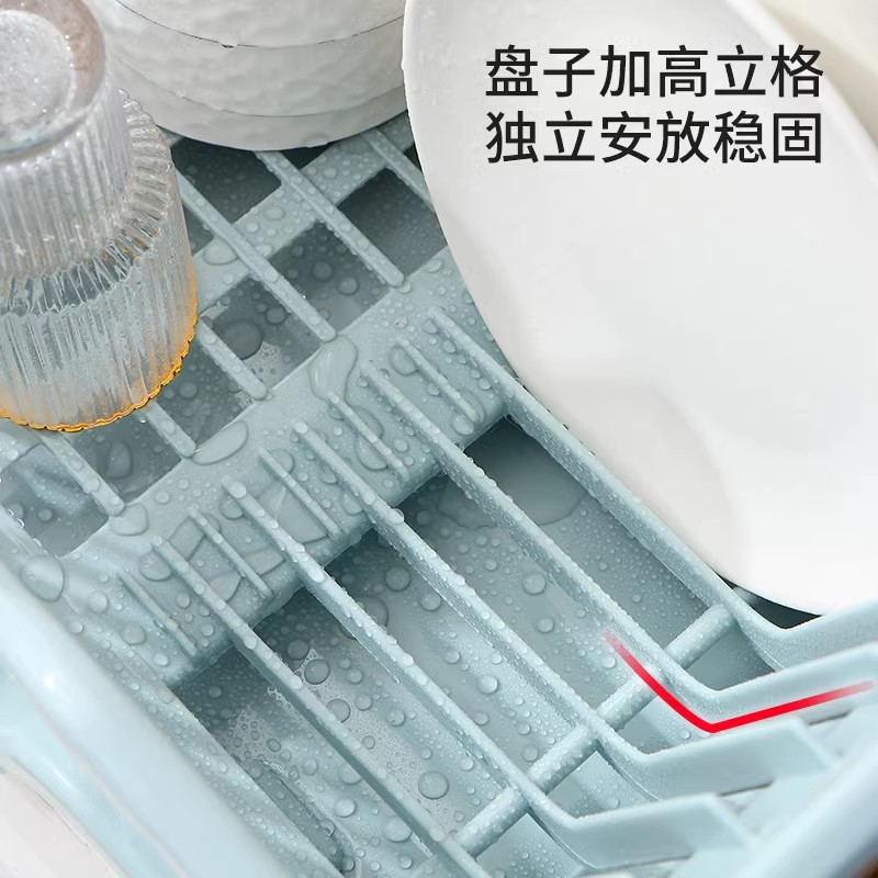 沥水碗盘架碗碟收纳架水槽置物架餐具家用厨房台面碗筷滤水收纳盒 - 图1