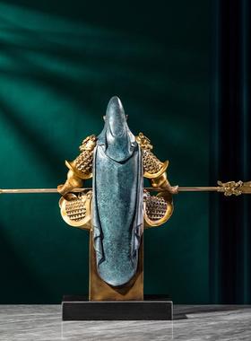 铜金岁月威武关公黄铜摆件关公武财神雕像家居客厅彩铜装饰摆件