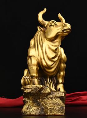 黄铜牛摆件黄铜华尔街牛家居客厅办公室桌面摆件工艺品