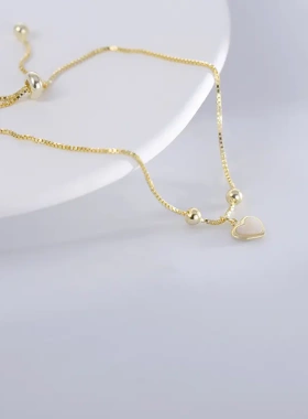 s925银贝壳爱心闺蜜手链小众设计森系甜美精致法式轻奢手饰