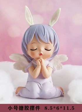 系摆件心可爱搪胶创意家居办公桌面安娜天使生日礼物新款