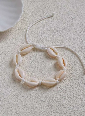 欧美 个性创意夏威夷风情休闲手饰天然贝壳手工编织手链