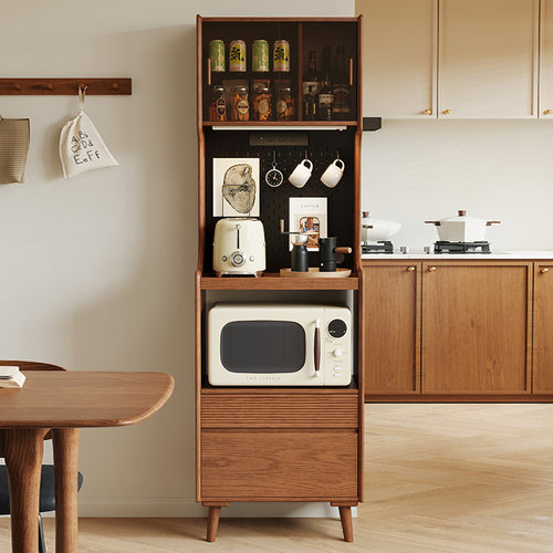 莱舍实木餐边柜小户型高柜靠墙一体厨房储物柜置物柜窄边型收纳柜 - 图3