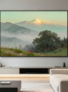 可班手绘油画山林朝晖客厅装饰画