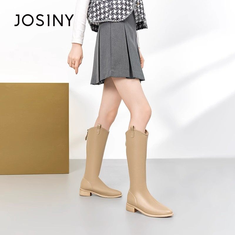 卓诗尼时尚V口长靴女不过膝高筒靴秋冬新款尖头时装靴切尔西靴女,淘宝优惠券,粉丝福利购,淘宝优惠卷