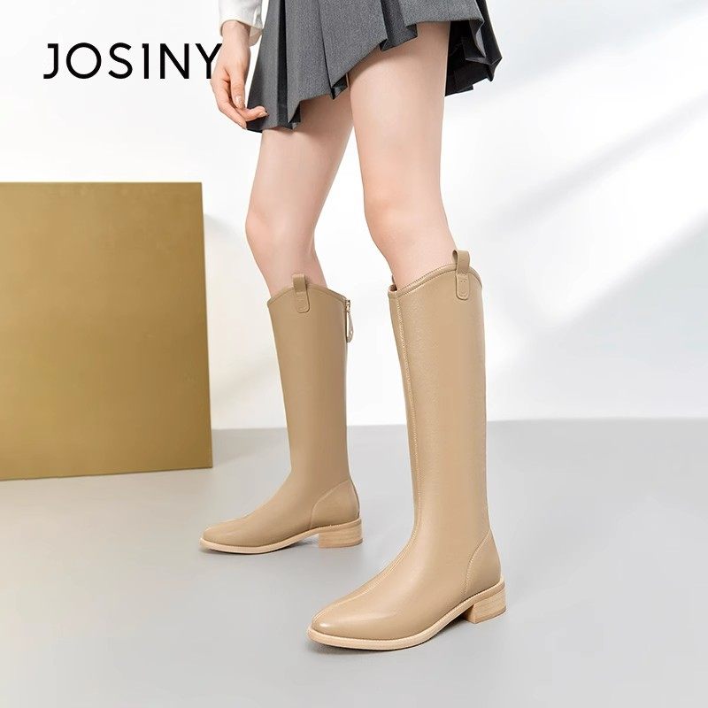 卓诗尼时尚V口长靴女不过膝高筒靴秋冬新款尖头时装靴切尔西靴女,淘宝优惠券,粉丝福利购,淘宝优惠卷