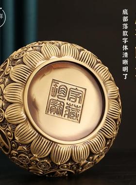 全黄铜金钱元宝聚宝盆件招财聚财铜客厅艺术品门厅收纳客厅装饰品