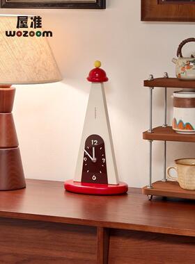 WOZOOM屋准侘寂风家居创意时钟摆件入户玄关摆台式钟表桌面装饰品