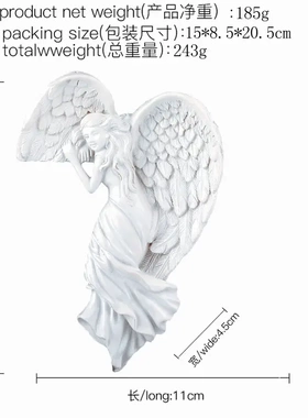 救赎天使门框装饰 觉醒翅膀墙壁挂 天使女孩雕塑树脂工艺品