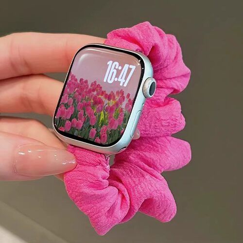 适用iWatchs11表带苹果手表s10高质感柔软荔枝纹发圈表带applewatchS98华为FIT5创意FIT4小米9ro夏天8Pro透气 - 图1