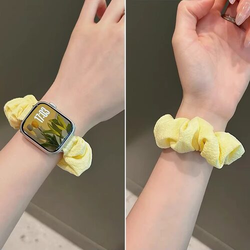 适用iWatchs11表带苹果手表s10高质感柔软荔枝纹发圈表带applewatchS98华为FIT5创意FIT4小米9ro夏天8Pro透气 - 图0