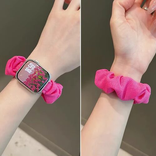 适用iWatchs11表带苹果手表s10高质感柔软荔枝纹发圈表带applewatchS98华为FIT5创意FIT4小米9ro夏天8Pro透气 - 图2