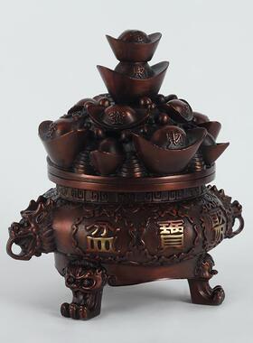 纯黄铜新款元宝聚宝盆铜摆件创意中式家居桌面聚宝盆装饰工艺礼品