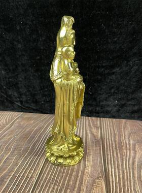 铜器 黄铜送子观音站送子观音铜像黄铜观音工艺品摆件