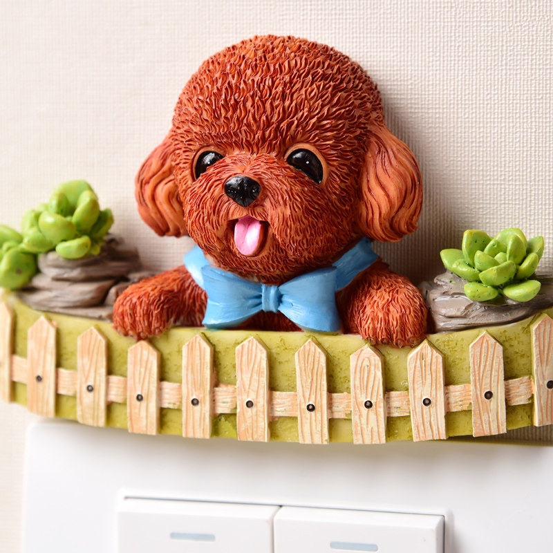 开关贴墙贴法牛比熊栅栏客厅卧室泰迪灯墙壁装饰现代简约插座贴,淘宝优惠券,粉丝福利购,淘宝优惠卷