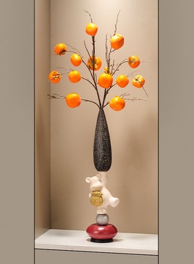 时来运转花瓶玄关摆件入户客厅电视柜红果迎客松装饰乔迁开业礼物