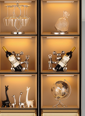 轻奢陶瓷暴力熊红酒架摆件