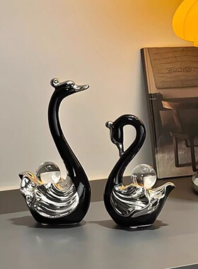 天鹅摆件轻奢高档高级感装饰品