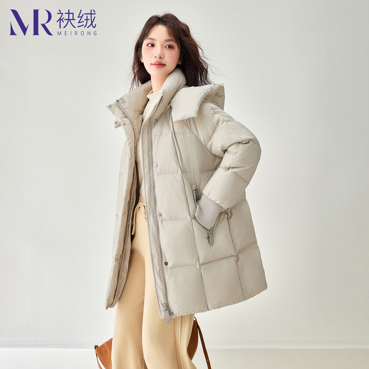 袂绒中长款羽绒服女2025新款连帽时尚宽松冬季加厚保暖鸭绒外套潮,淘宝优惠券,粉丝福利购,淘宝优惠卷