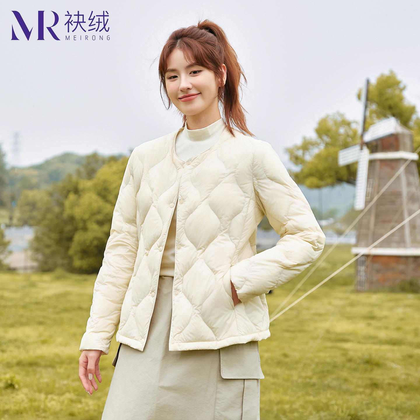 袂绒轻薄羽绒服女内胆外穿2025新款短款菱形格薄羽绒秋冬保暖外套