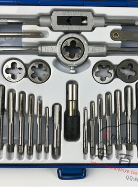 合金钢丝锥板牙五金工具手用丝攻扳手绞手架公制丝攻40件组合套装