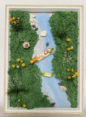 苔藓画diy手工永生花微景观手工画INS干花背景墙装饰材料包摆件