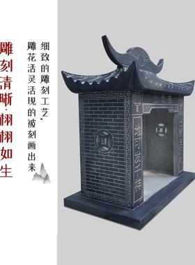 石雕土地公公庙小庙房子户外石头神像神位山神土地爷供台画像石材