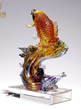 锦鲤鱼水晶摆件琉璃工艺品玄关客厅家居装饰乔迁新居高档轻奢礼物