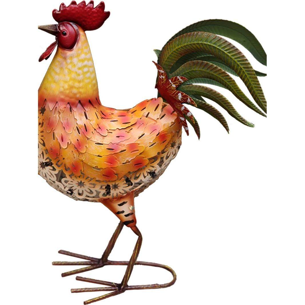美国乡村铁橙红色公鸡装饰房子花园庭院落地店软装饰手工饰品,淘宝优惠券,粉丝福利购,淘宝优惠卷