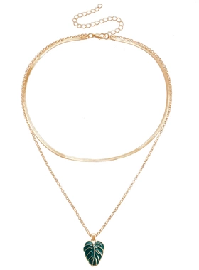 欧美饰品时尚风简约小清新树叶项链女 气质高级感多层锁骨链