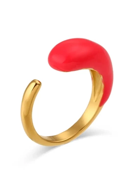 欧美ins小众设计水滴光面指环不锈钢两头开口可调节滴油戒指