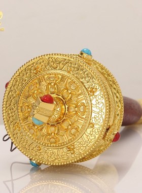 藏式手摇转金筒西藏手持转轮简经筒六字真言民族装饰品Z藏族转金