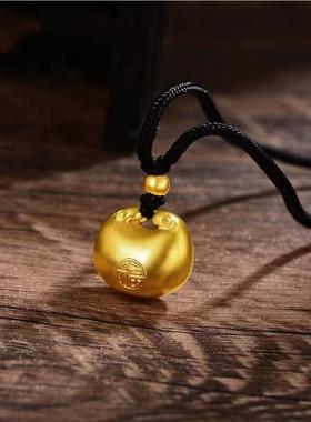 祥云锁胖福小金坨项链女新中式黑色编织绳元宝锁骨链高级配饰