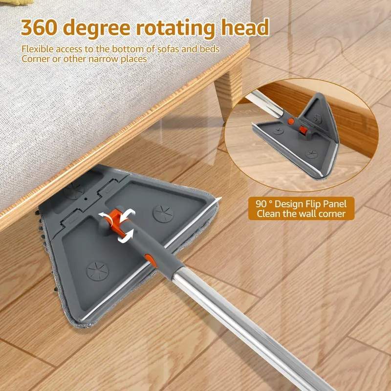 新款擦墙神器厨房墙面天花板清洁工具家用多功能折叠三角拖把 - 图1