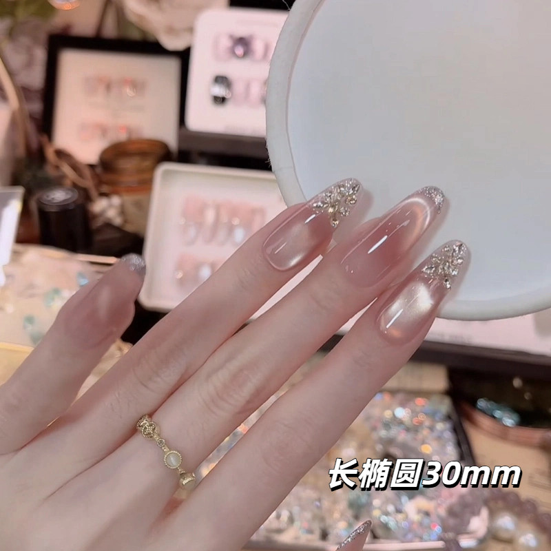 新款可重复佩戴纯手工高级感美甲贴片成品可拆卸假指甲显白短款,淘宝优惠券,粉丝福利购,淘宝优惠卷