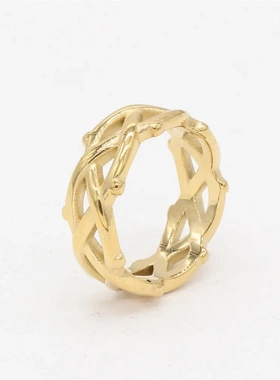 r1164 饰品 时尚简约欧美荆棘男士钛钢戒指