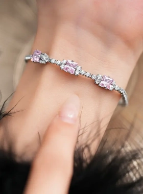 韩国正方形锆石卡扣手链时尚潮流冷淡风手环简约高级感手饰女