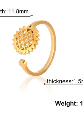 热卖爆款直销小众时髦气质元气镂空向日葵开口女生戒指