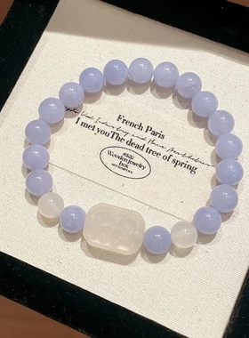 长方形彩玉石串珠手链新中式简约甜美手串小众高级感复古手饰