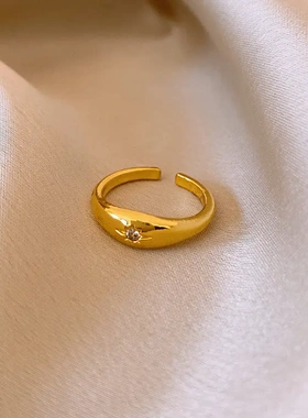 新款锆石鸢尾花朵口戒指时尚设计感食指戒轻奢高级感手饰女