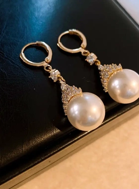 真金电镀锆石圆形珍珠款项链时尚锁骨链法式轻奢高级感项饰女