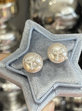 心形珍珠结小耳钉s925银针淑女气质百搭小巧可爱温柔气质精致