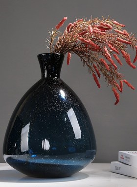 艺术品花瓶酒店大堂轻奢落地玻璃摆件样板房装饰客厅玄关摆设