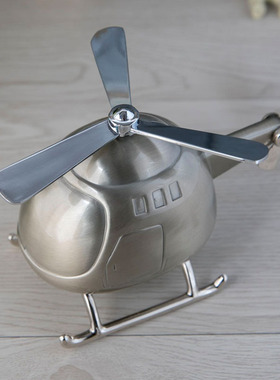 创意直升机存钱罐 金属飞机零钱罐 储钱罐 装饰摆件儿童节日礼品