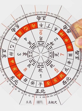 三元立极尺二十四山专业测量户型图堪舆地理五诀八边形透明罗盘